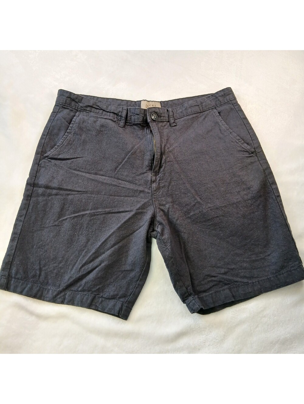 Jachs New York Mens Shorts Size 33 Dark Grey Linen Blend Chino Flat Front